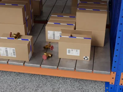 Realistic 3D model of Warehouse Shelf with Pallets Boxes 3D model