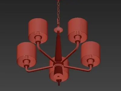 Palacio Collection 5  Light Vintage Gold Chandelier with Shade 3D model