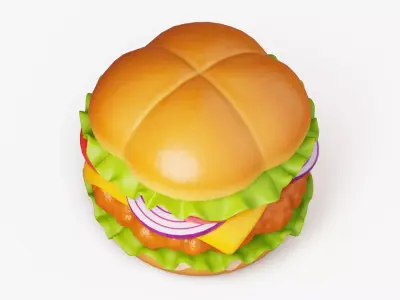 Crispy Chicken Burger 3D model