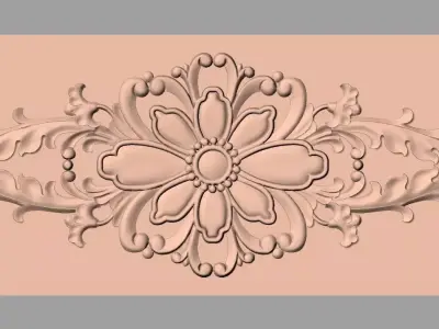 Bed door flower 3D relief STL model for CNC engraving E517 3D model