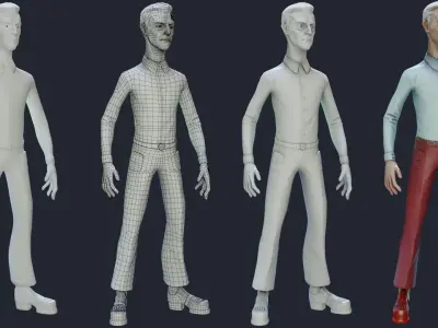 Cyberpunk character in 80s style - LowPoly - GameReady - Riged Low-poly 3D model