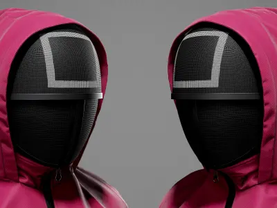 Squid Game  pink soldiers game ready Low-poly 3D model