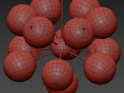 LOGAM modern chandelier with glass globes 3D model