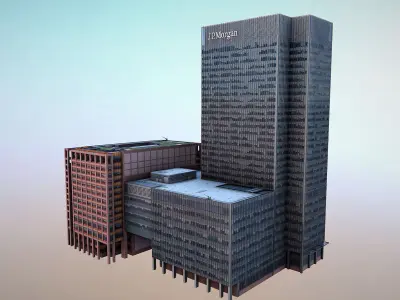London 25Bank Street JPMorgan Skyscraper Low-poly 3D model