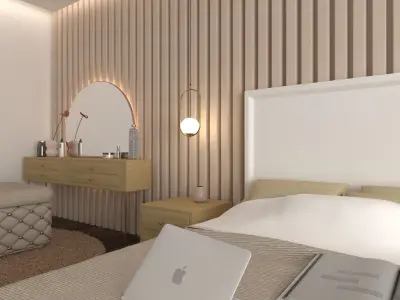 Modern Bedroom Interior Design Scene Free low-poly 3D model