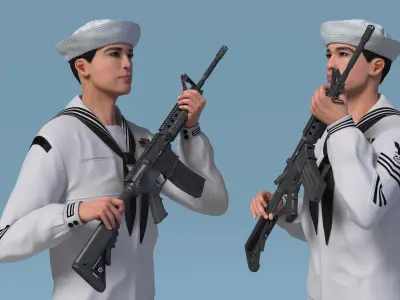  US Navy Asian Sailor with Rifle 