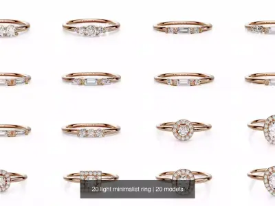 20 light minimalist ring 3D Model Pack