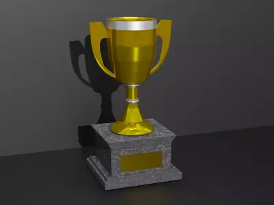 coppa oro argento su piedistallo gold and silver cup on pedestal 3D model