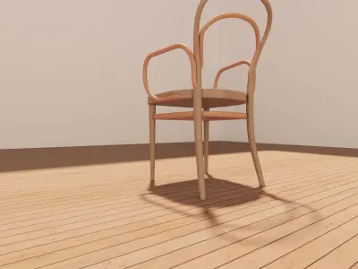 Bentwood Armchair 3D - Wood - Modern Minimalist Low-poly 3D model