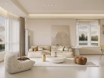 Modern Cream Style Restaurant 3D model