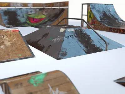 Skate Park Model PACK PBR Textures Low-poly 3D model