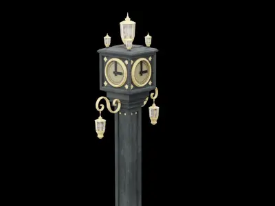 Fancy Street Clock Low-poly 3D model purchase