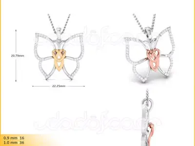 light weight yellow gold  diamond pendent -DOC-P8080 3D print model