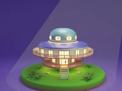 UFO Themed House Low-poly 3D model