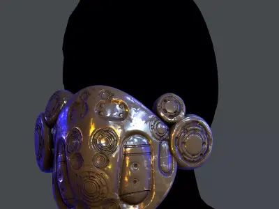 Gas mask helmet scifi Low-poly character art game space  Low-poly 3D model 6