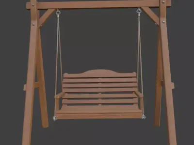 Wooden Porch Swing 3D model