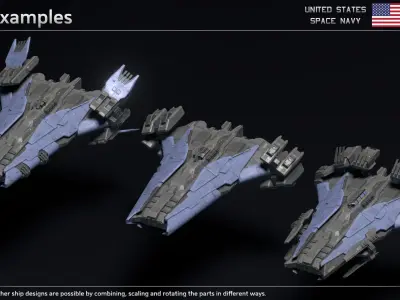 USSN Missouri Class Battleship Low-poly 3D model