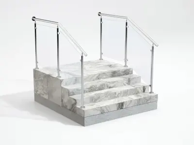 Stairs with railing 3D model