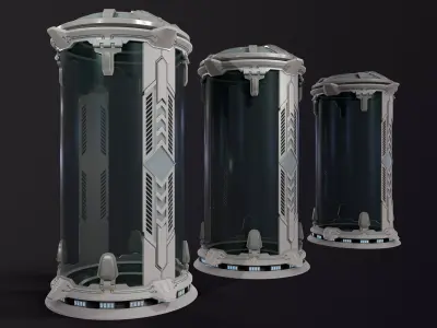 Sci-Fi cryo pod Low-poly 3D model