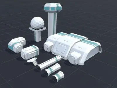 Low-Poly Sci-Fi base Low-poly 3D model