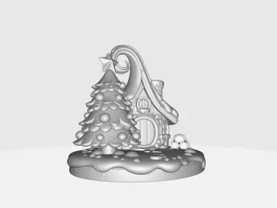 Whimsical Christmas Gingerbread Cottage Holiday Decor 3D print model