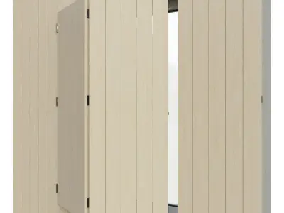 Shutters 4 window with wooden frame 3D model