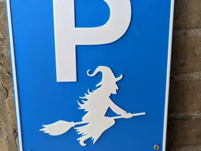 Witch Broom Parking Sign 3D print model