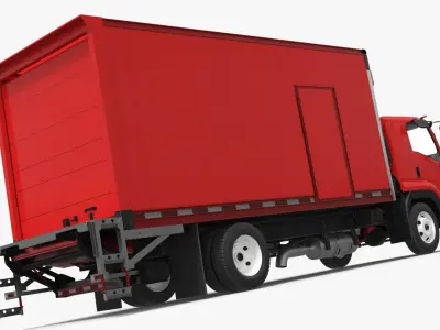 Utility Vehicle Transport Truck Red Simplified 