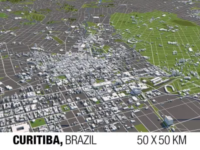 Curitiba Brazil 50x50km City Map 3D model