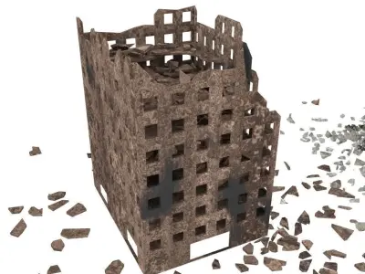 Destroyed town 3D model