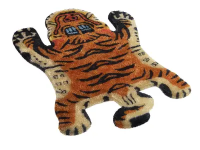 Vintage Tibetan Tiger Rug 3D model