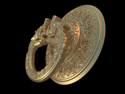 Ancient Chinese dragon head auxiliary head door ring 3D model