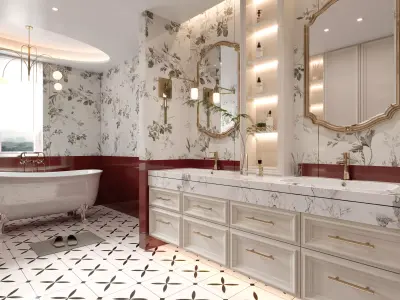 French style bathroom 3D model 3D model