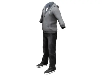 Casual Hoody Street Full Outfit Low-poly 3D model