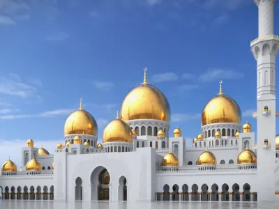 Majestic Islamic Monument with Gilded Roofs White 