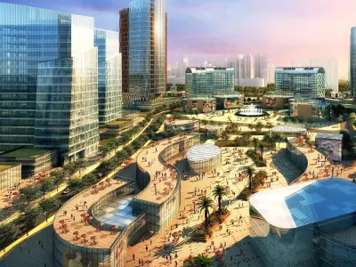 Futuristic Mixed-Use Cityscape with Skyscrapers 3D model