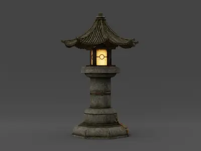 Asian Fantasy Garden Lamp  Low-poly 3D model