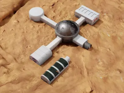 Martian base-farm Low-poly 3D model
