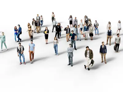 Low Poly People - 42 Pieces Low-poly 3D model