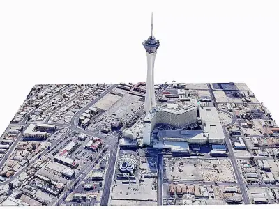 The Strat Tower - Las vegas -  Stratosphere Low-poly 3D model