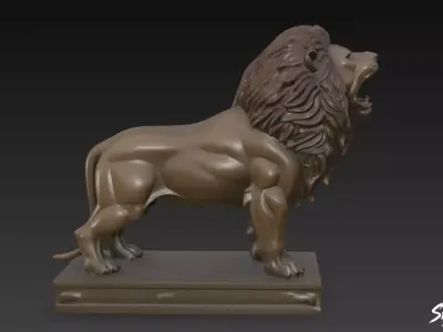 Lion Statue V25 Low-poly 3D model