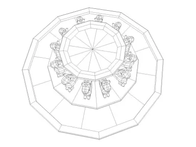 Stone fountain with lions Low-poly 3D model