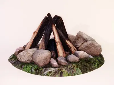 Realistic Campfire Low-poly 3D model