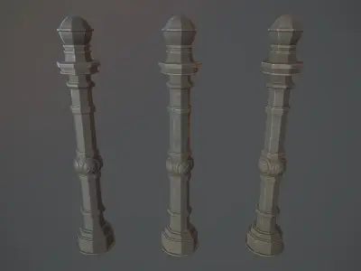 Barrier Bollard Pack 2 v1 Gray Three Texture Options Low-poly 3D model