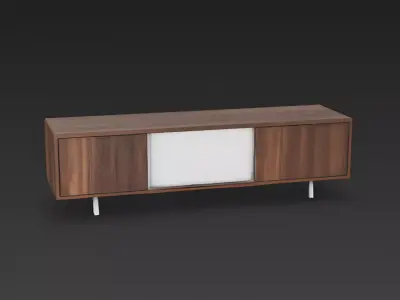Modern Walnut TV Console 3D Model Low-poly 3D model