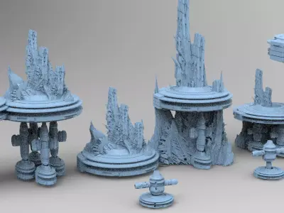 Mars Storm Tech Rocks 7 designs 3D model