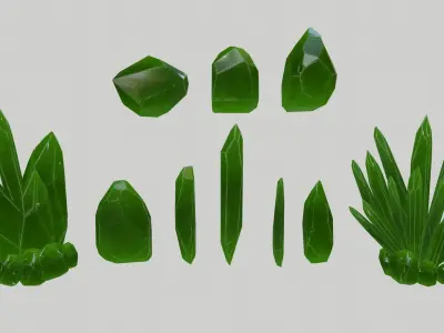 Crystal Set jade stone Low-poly 3D model