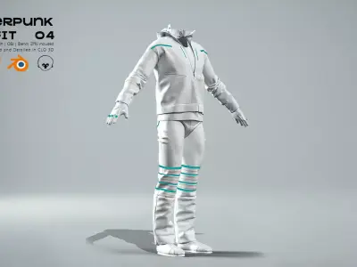Cyberpunk Outfit 04  Clo3D Marvelous Designer Blend Obj 3D model 3D model