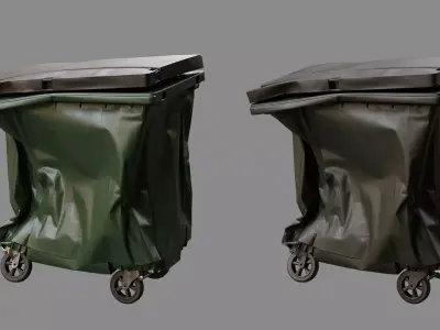 Crushed Trash Container 04 Low-poly 3D model