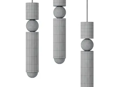 PLUMB group of gold and pendant lights 3D model